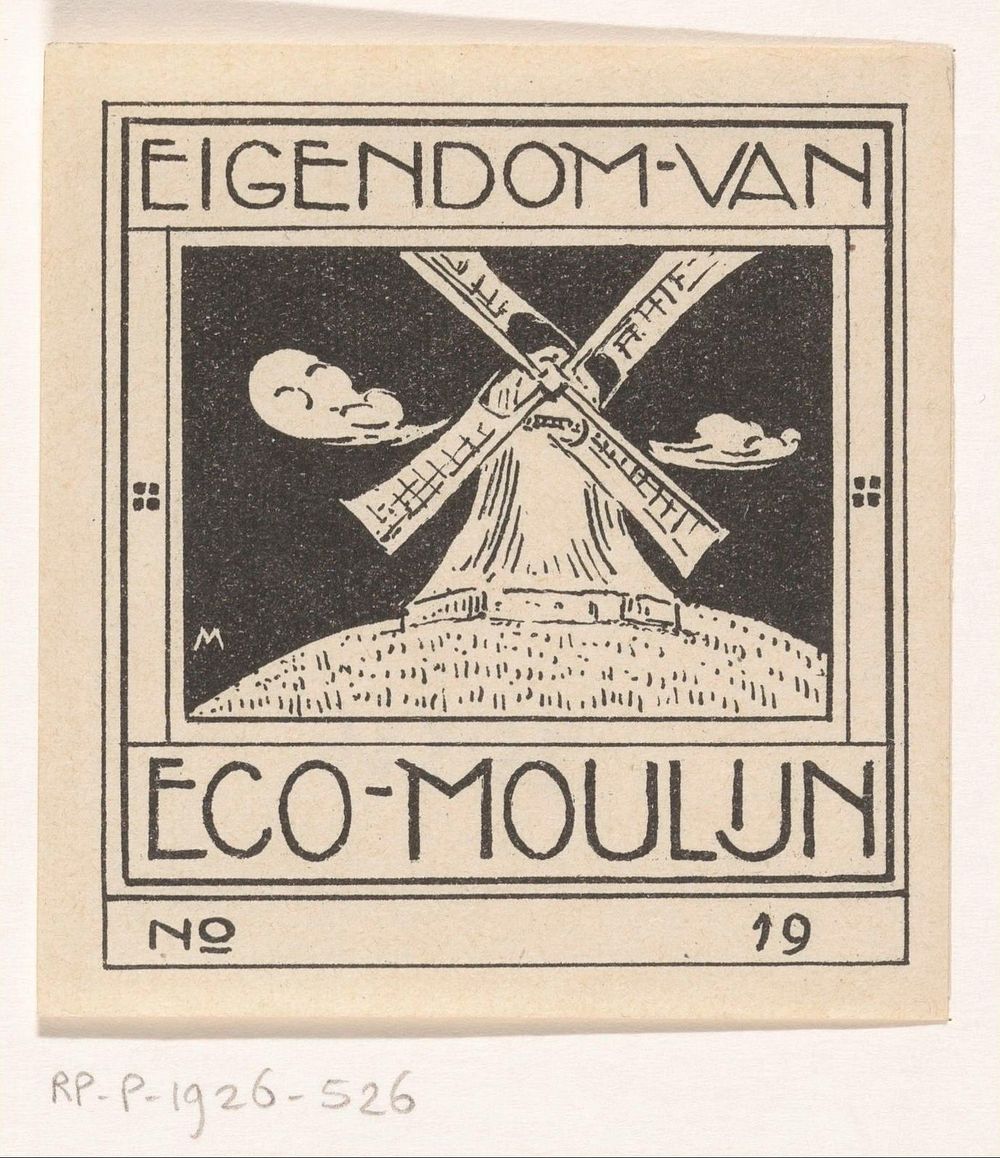 Ex libris van Eco Moulijn (1876 - 1926) by Simon Moulijn