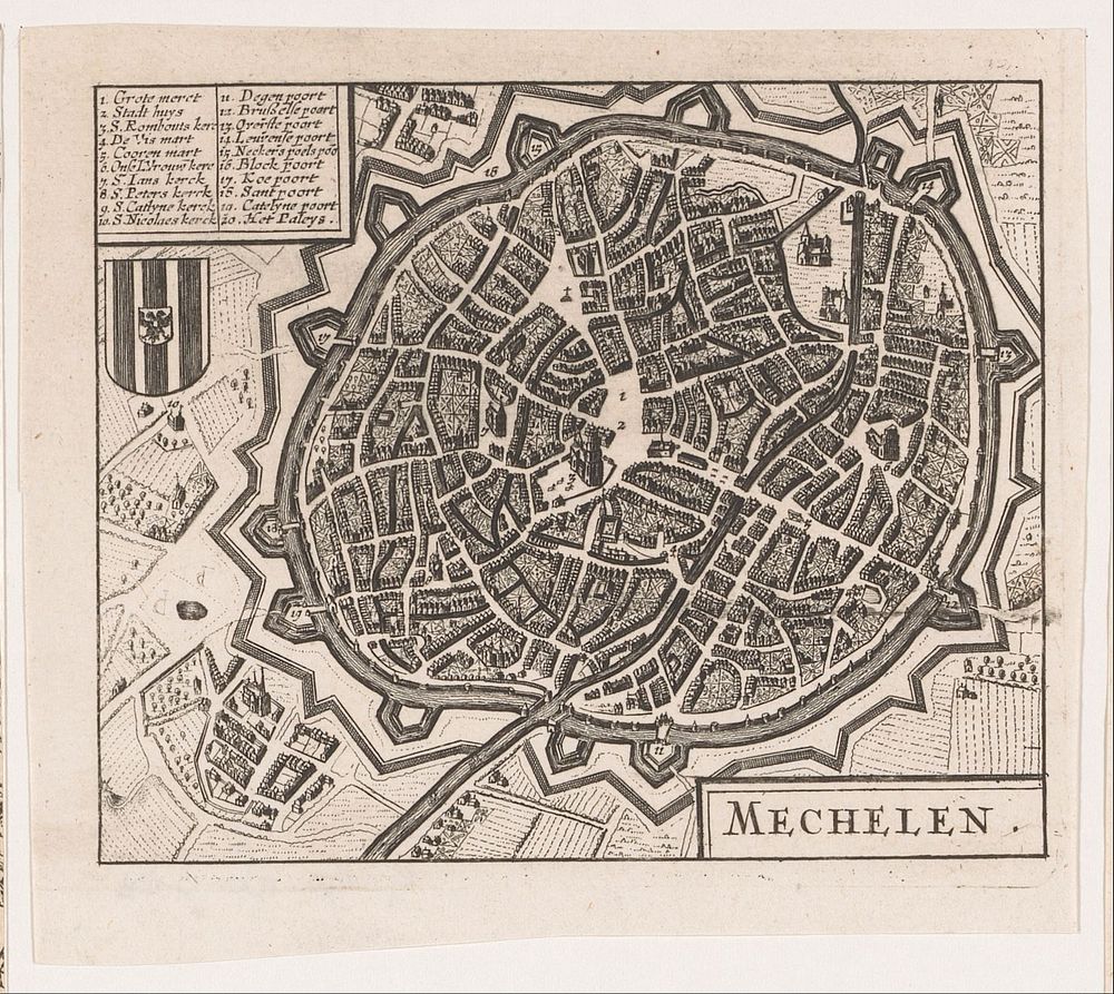 Plattegrond van de stad Mechelen (1652) by anonymous and Johannes Janssonius