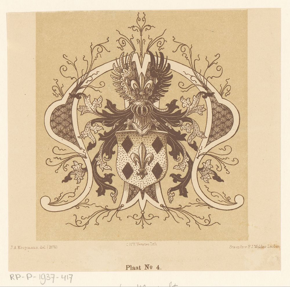 Heraldisch wapen van het geslacht Van Mansvelt (1876) by Cornelis Willem Hendrik Verster van Wulverhorst, J A Koopmans and…