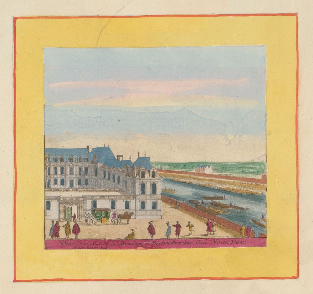 Gezicht op Hôtel de Bretonvilliers te Parijs (1631 - 1691) by Israël Silvestre and Anna Beeck
