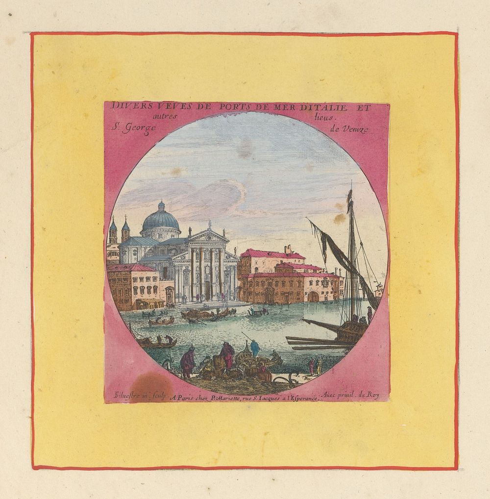 Titelprent met de Chiesa di San Giorgio Maggiore te Venetië (1693 - 1717) by Israël Silvestre, Israël Silvestre, Pierre…