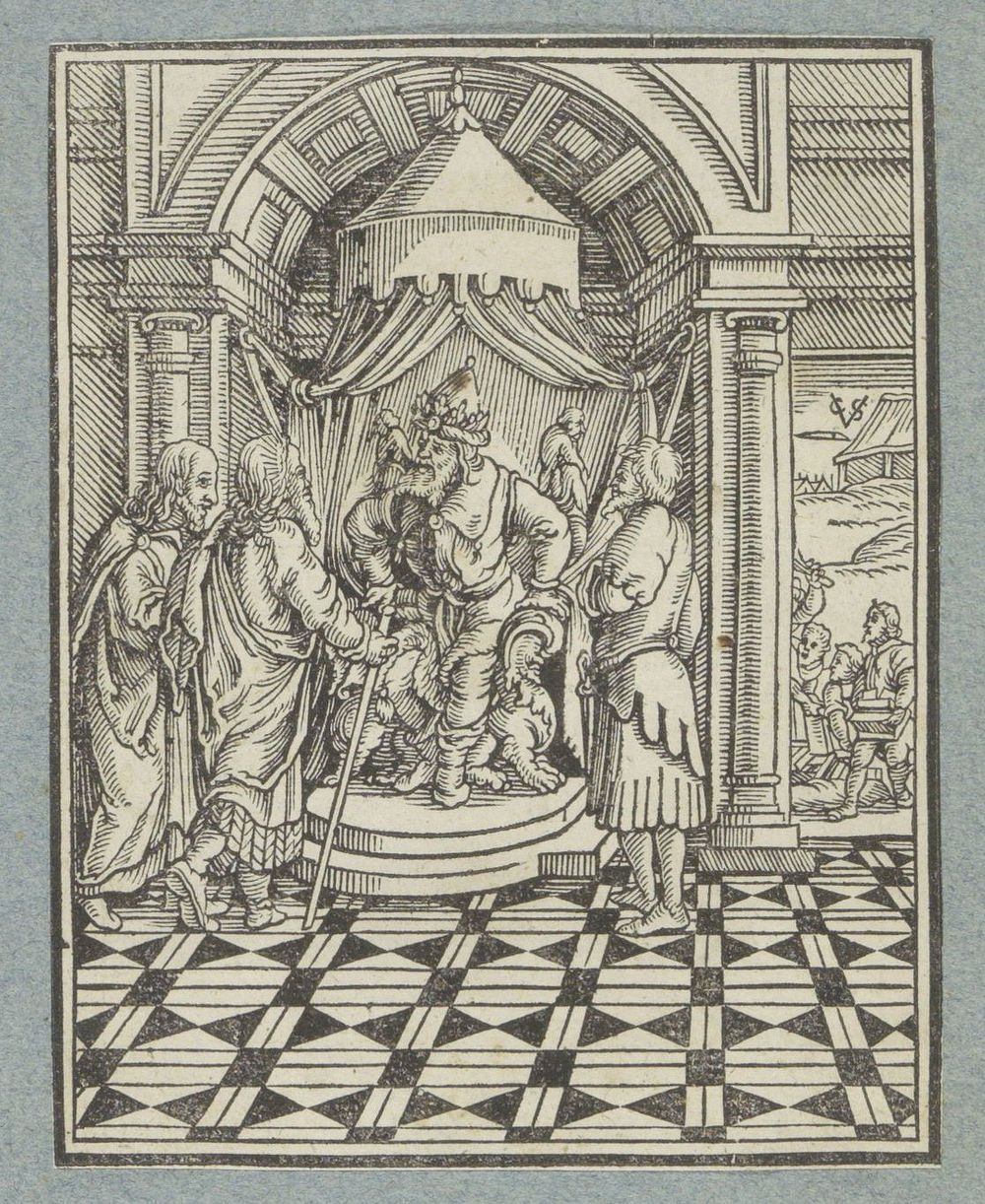 Mozes en Aäron voor de farao (1645 - 1646) by Christoffel van Sichem II, Christoffel van Sichem III, Veit Rudolf Specklin…
