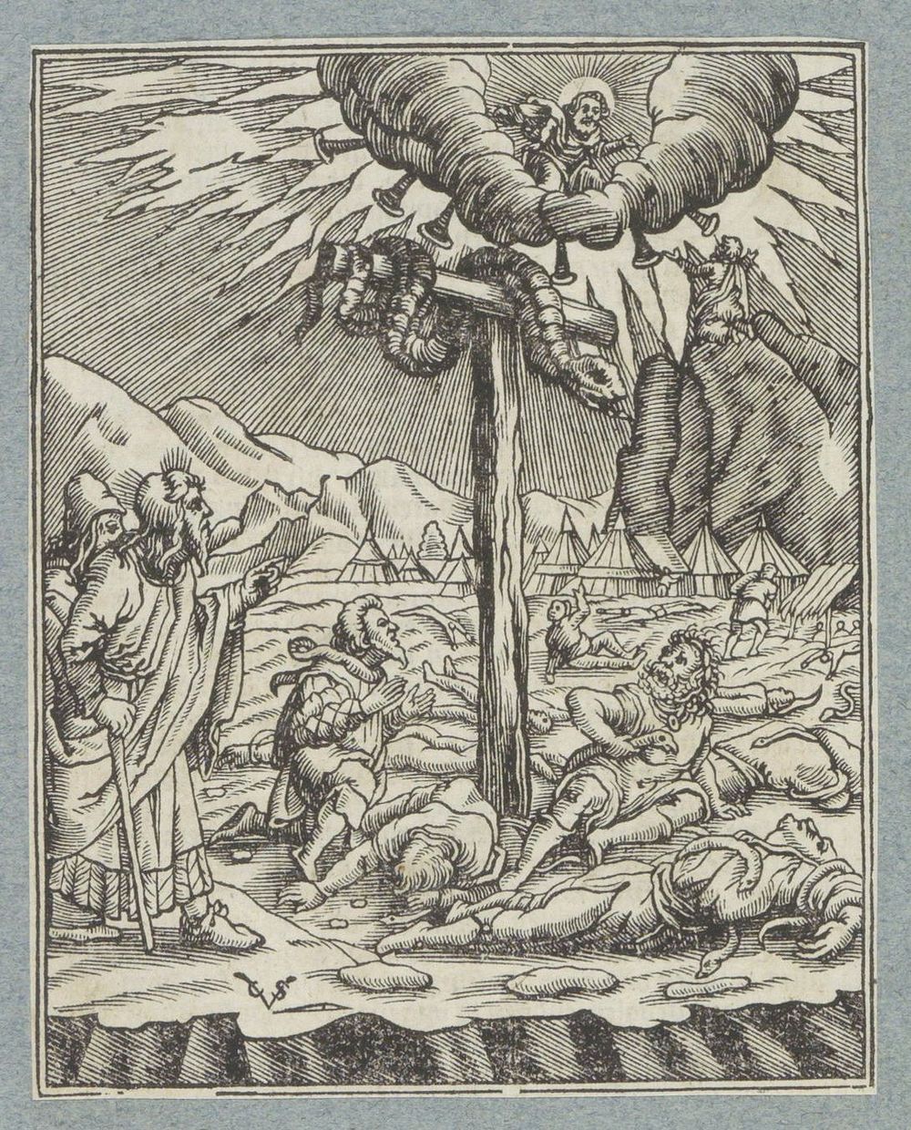Oprichting van de koperen slang (1645 - 1646) by Christoffel van Sichem II, Christoffel van Sichem III, Veit Rudolf…