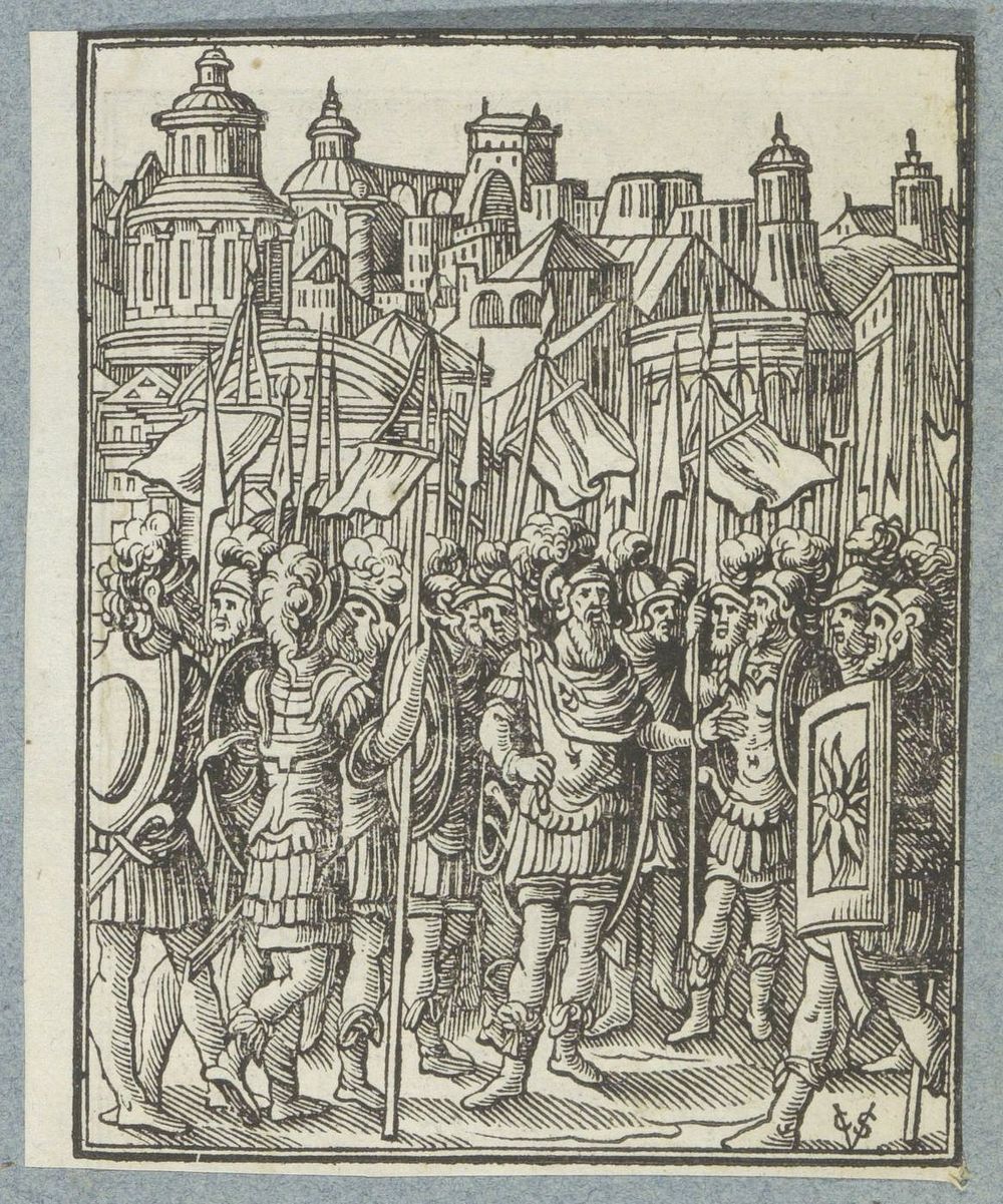 Krijgslieden voor een stad (1645 - 1646) by Christoffel van Sichem II, Christoffel van Sichem III and Pieter Jacobsz Paets