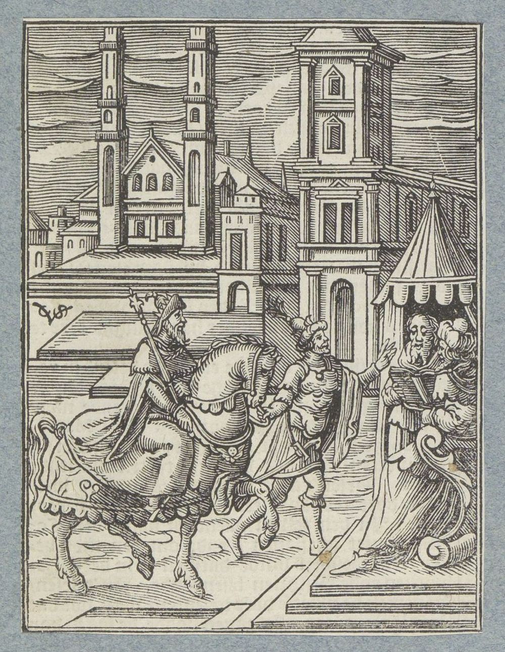 Haman leidt Mordekai in koningsgewaad en op het paard van de koning over de marktplaats (1645 - 1646) by Christoffel van…