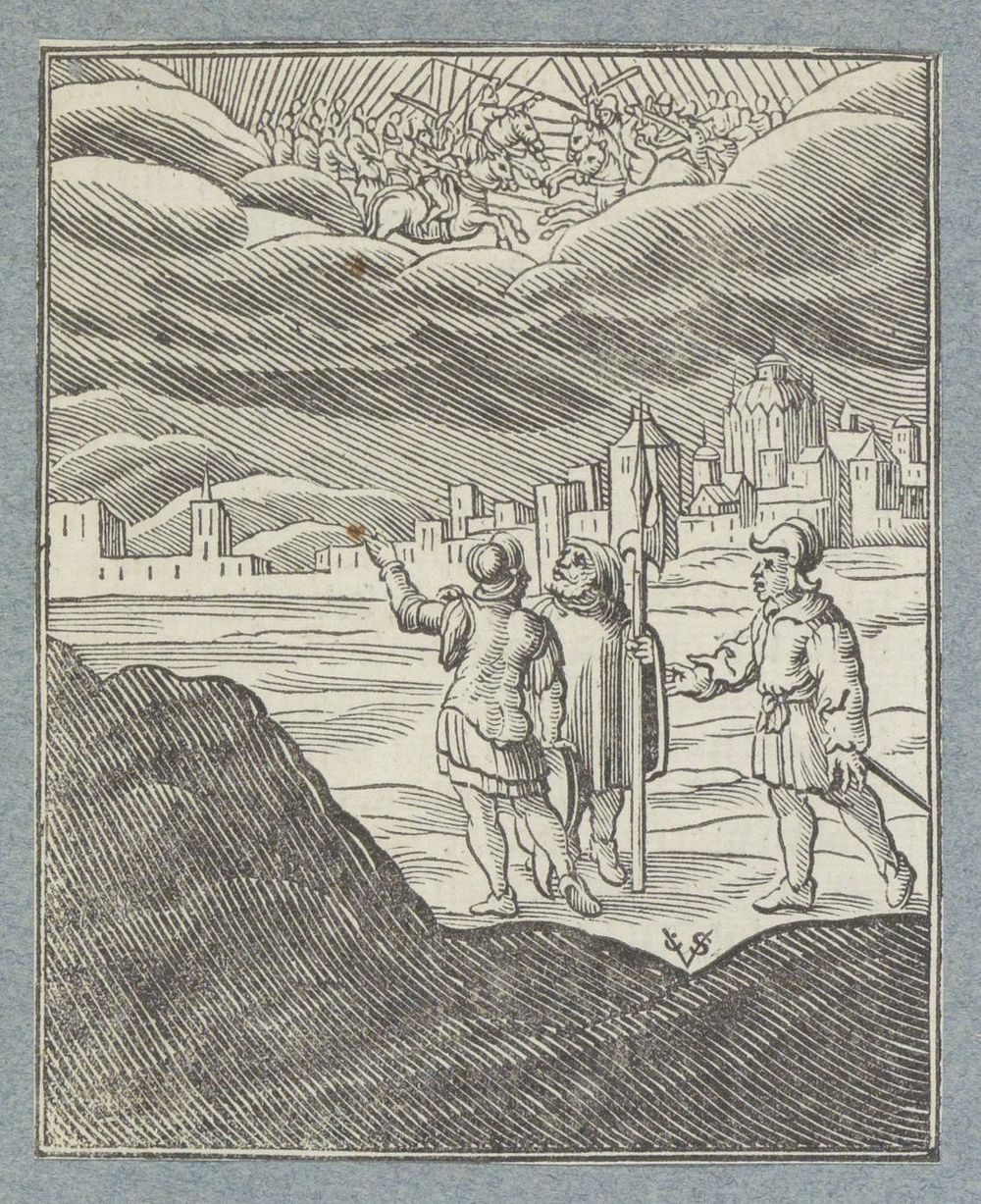 Verschijning van ruiters boven Jeruzalem (1645 - 1646) by Christoffel van Sichem II, Christoffel van Sichem III and Pieter…