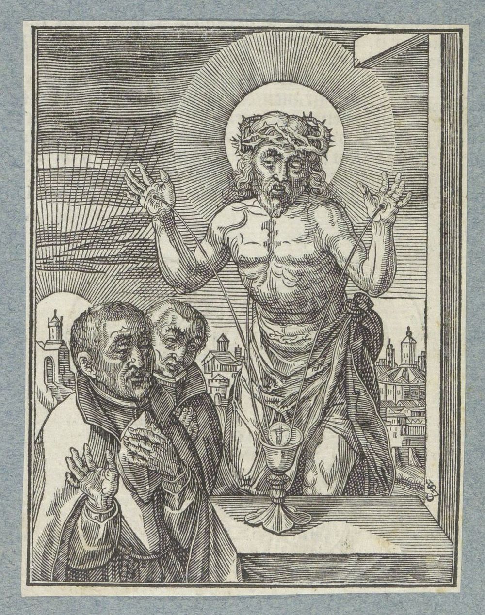 Bloed van Christus opgevangen in miskelk (1629) by Christoffel van Sichem II, Hieronymus Wierix and Pieter Jacobsz Paets