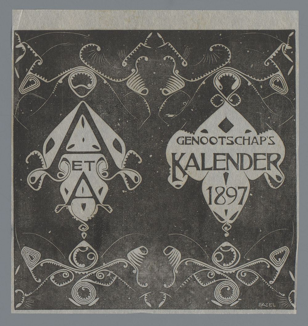 Omslag voor: Genootschaps kalender 1897, Achitectura et Amicitia (1897) by Karel Petrus Cornelis de Bazel and Architectura…