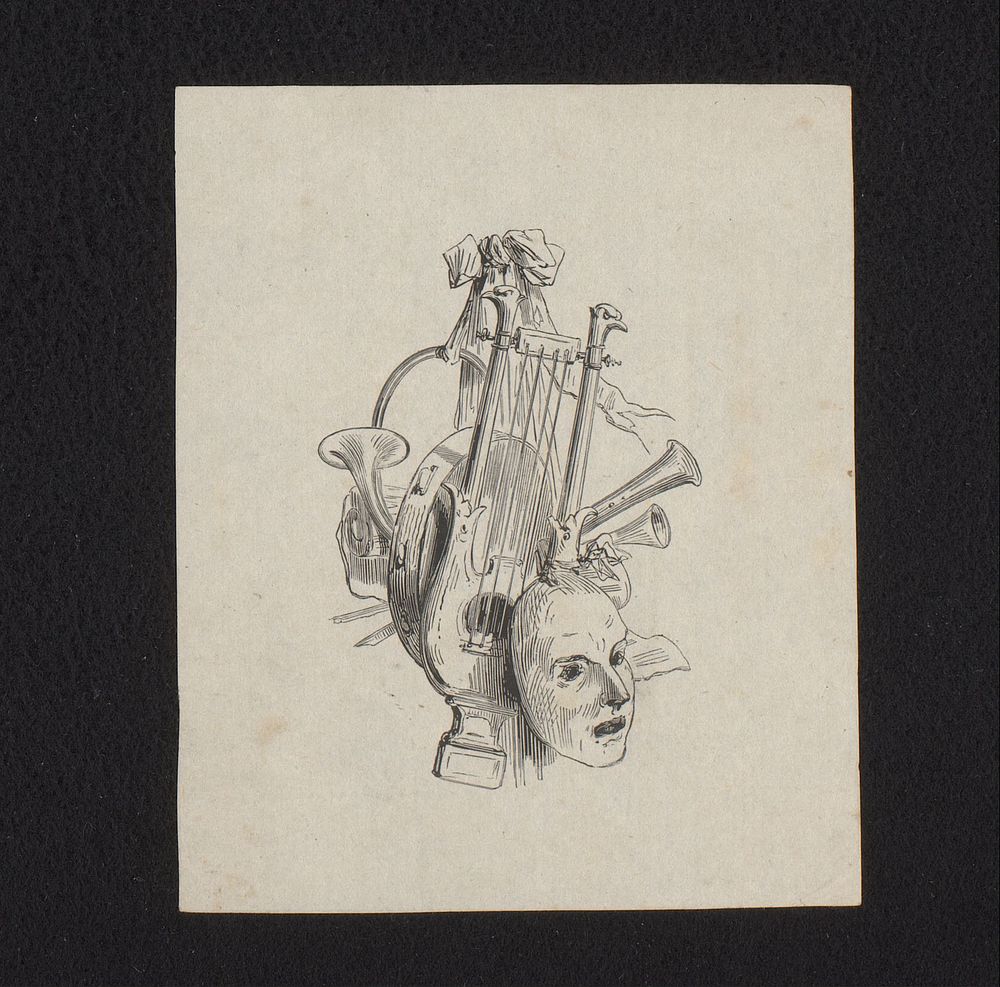 Muziekinstrumenten en een masker (1836 - 1912) by Isaac Weissenbruch