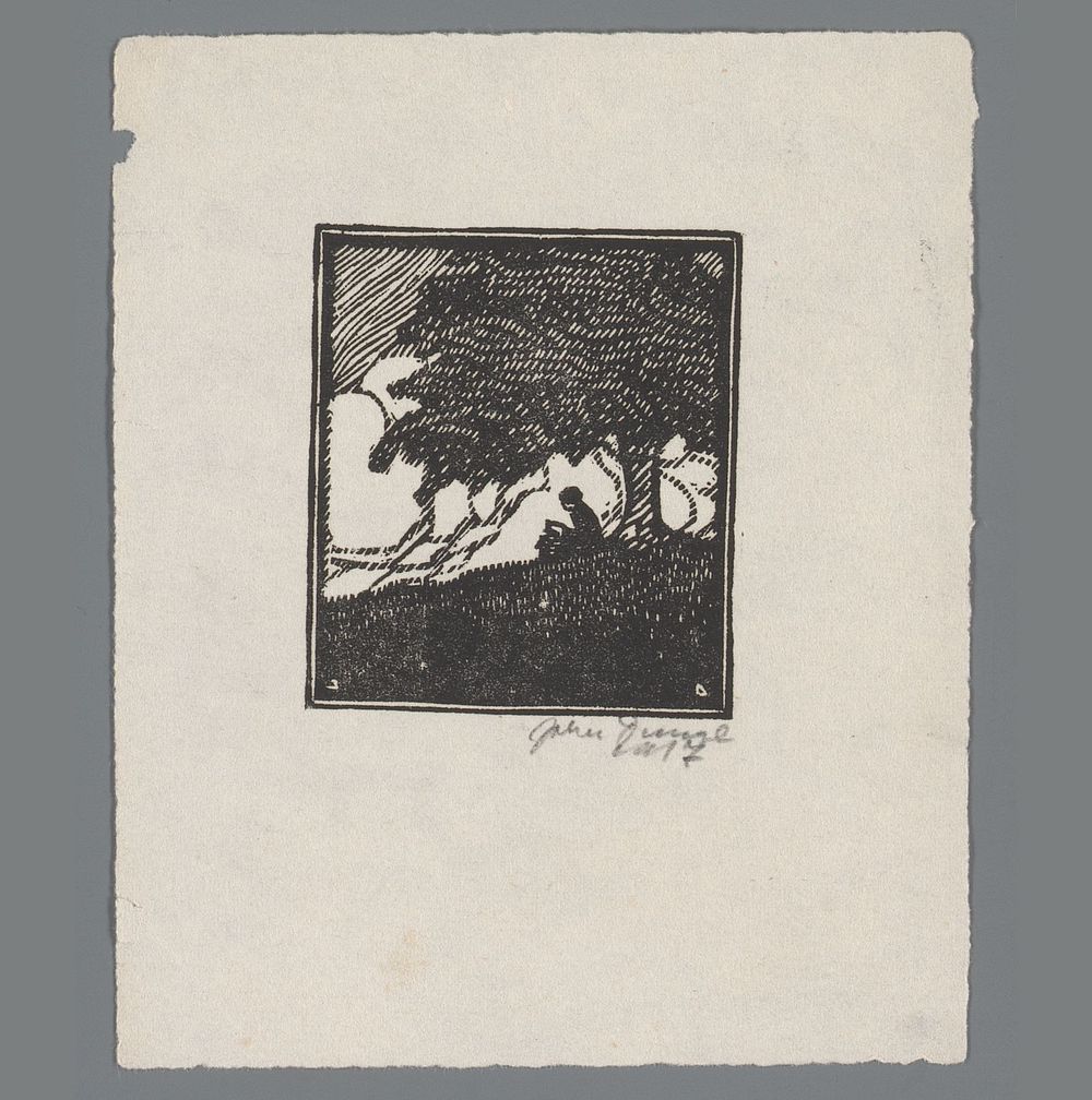 Figuur zittend onder een boom (1917) by John Dunge