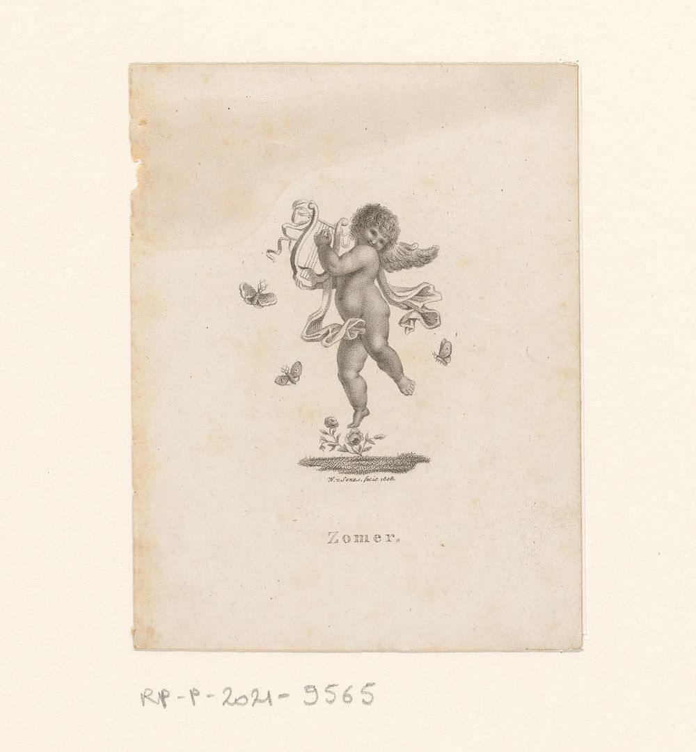 Putto met lier als Zomer (1808) by Willem van Senus