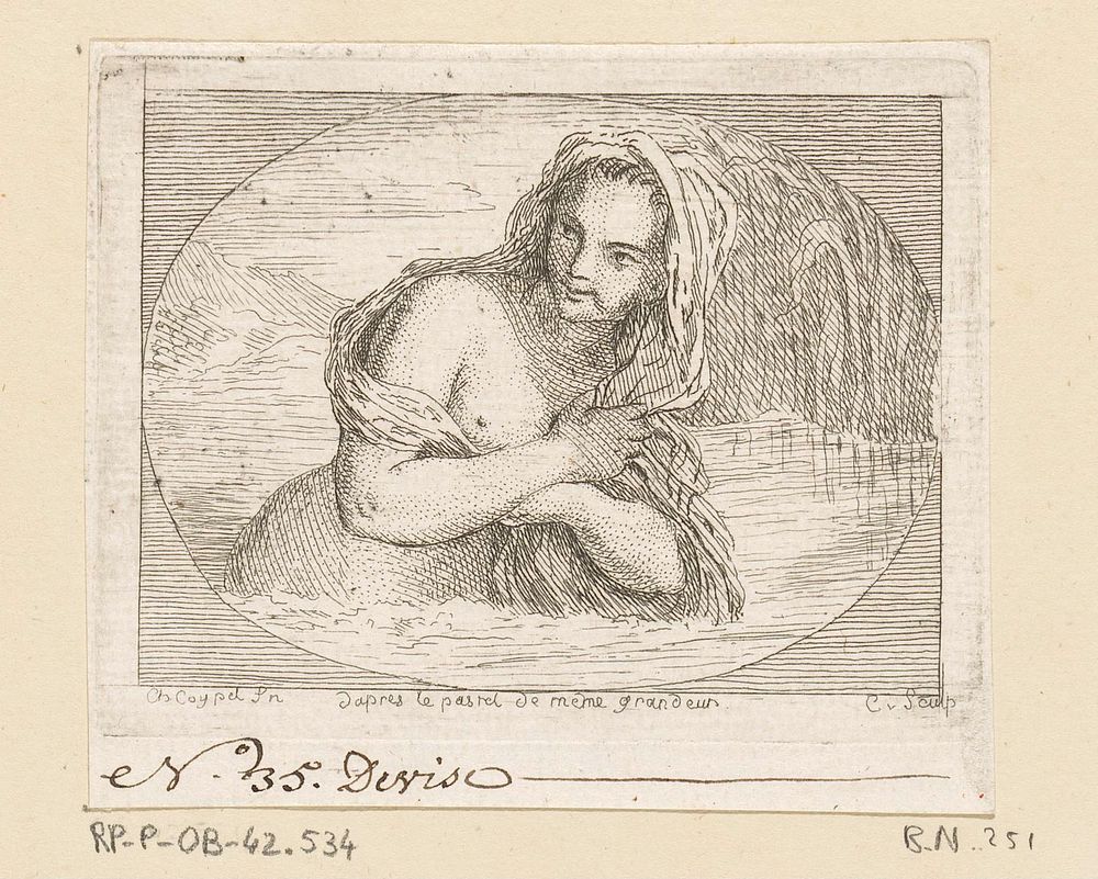 Vrouw badend in een rivier (1702 - 1765) by Anne Claude Philippe Caylus and Charles Antoine Coypel