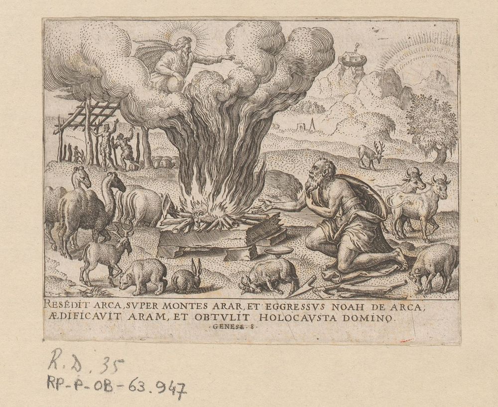 Offer van Noach na de zondvloed (in or after 1569) by Etienne Delaune