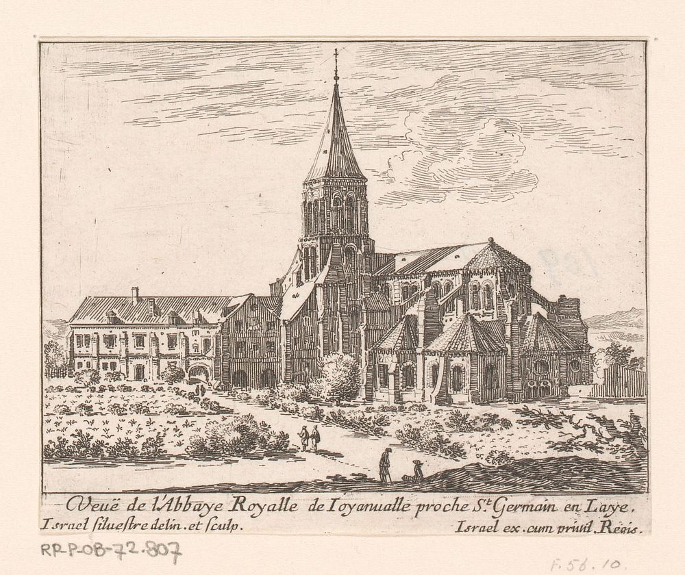 Gezicht op de abdij van Joyenval (1631 - 1661) by Israël Silvestre, Israël Henriet and Lodewijk XIV koning van Frankrijk