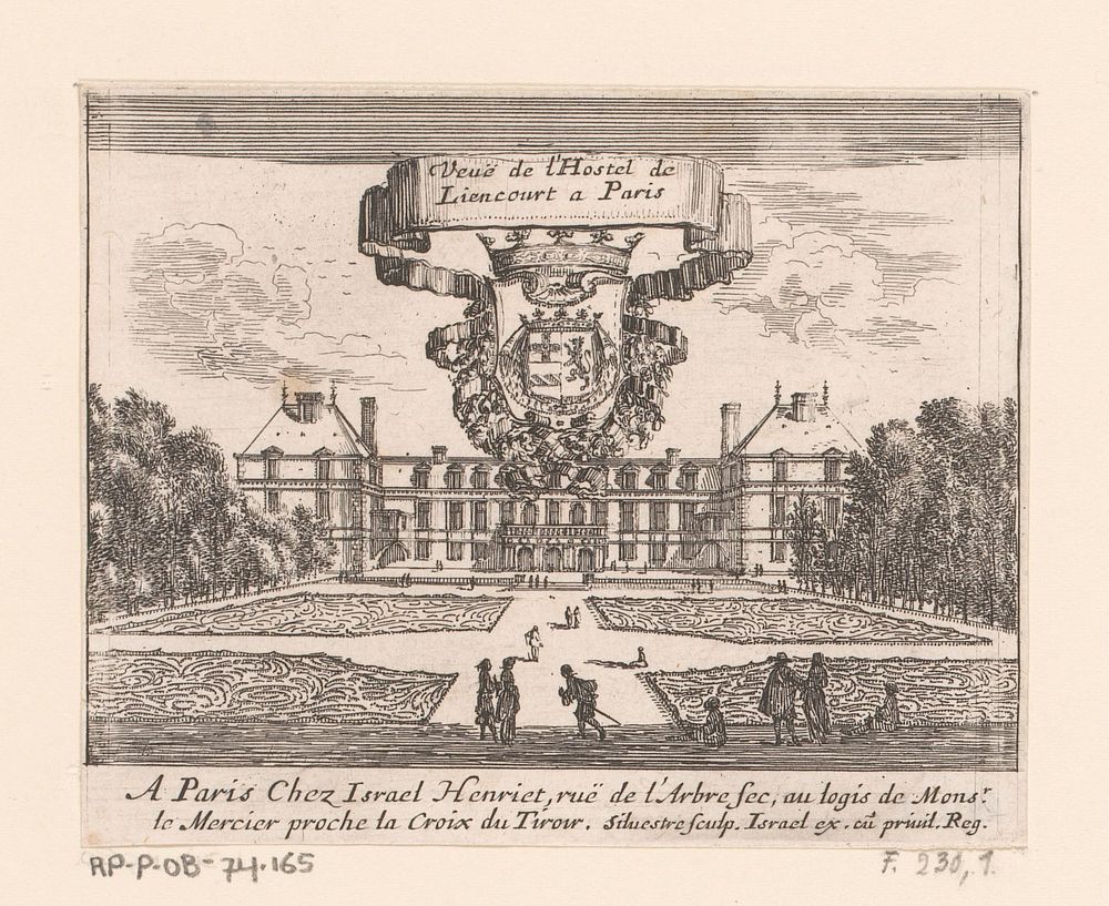 Titelprent met gezicht op het kasteel van Rochefoucauld (1631 - 1661) by Israël Silvestre, Israël Henriet and Lodewijk XIV…