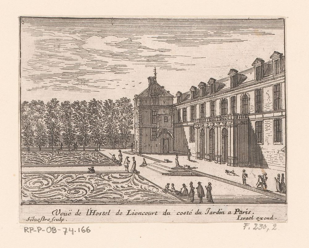 Gezicht op het kasteel van Rochefoucauld met tuin ervoor (1631 - 1661) by Israël Silvestre and Israël Henriet