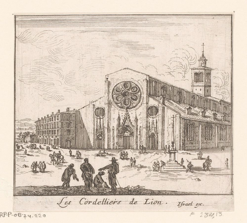 Gezicht op het klooster van de Cordeliers (1652) by Israël Silvestre and Israël Henriet