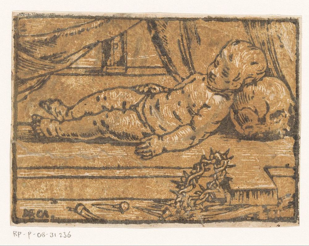 Christuskind slapend (c. 1609 - 1676) by Bartolommeo Coriolano and Guido Reni
