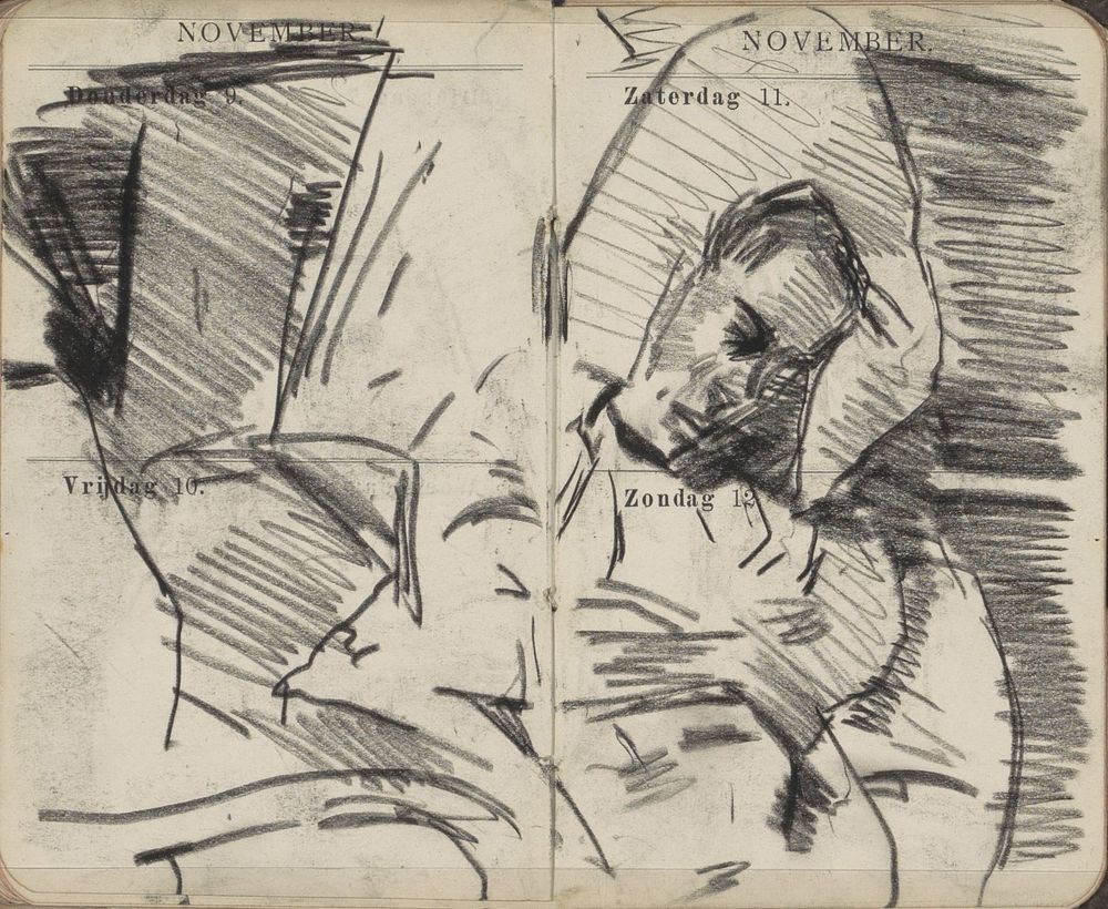 Figuur met gesloten ogen in bed (1893) by George Hendrik Breitner