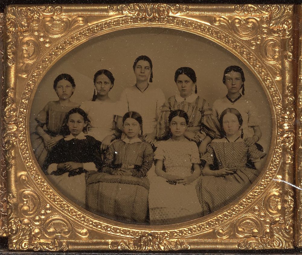 Group portrait of nine young women