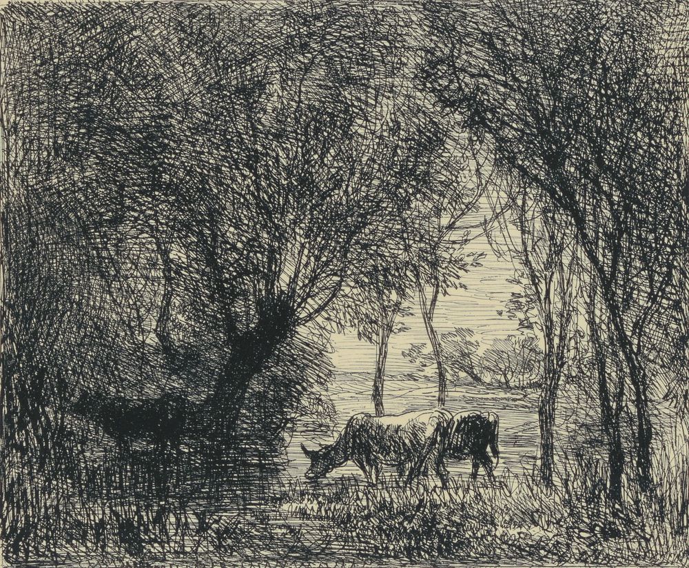 Vaches Sous Bois by Charles François Daubigny