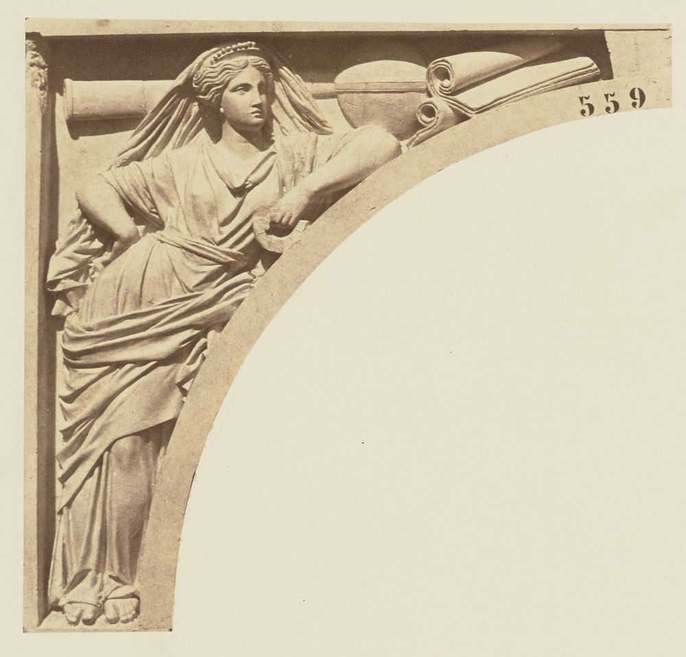 "La Science moderne", Sculpture by Emile Knecht, Decoration of the Louvre, Paris by Édouard Baldus