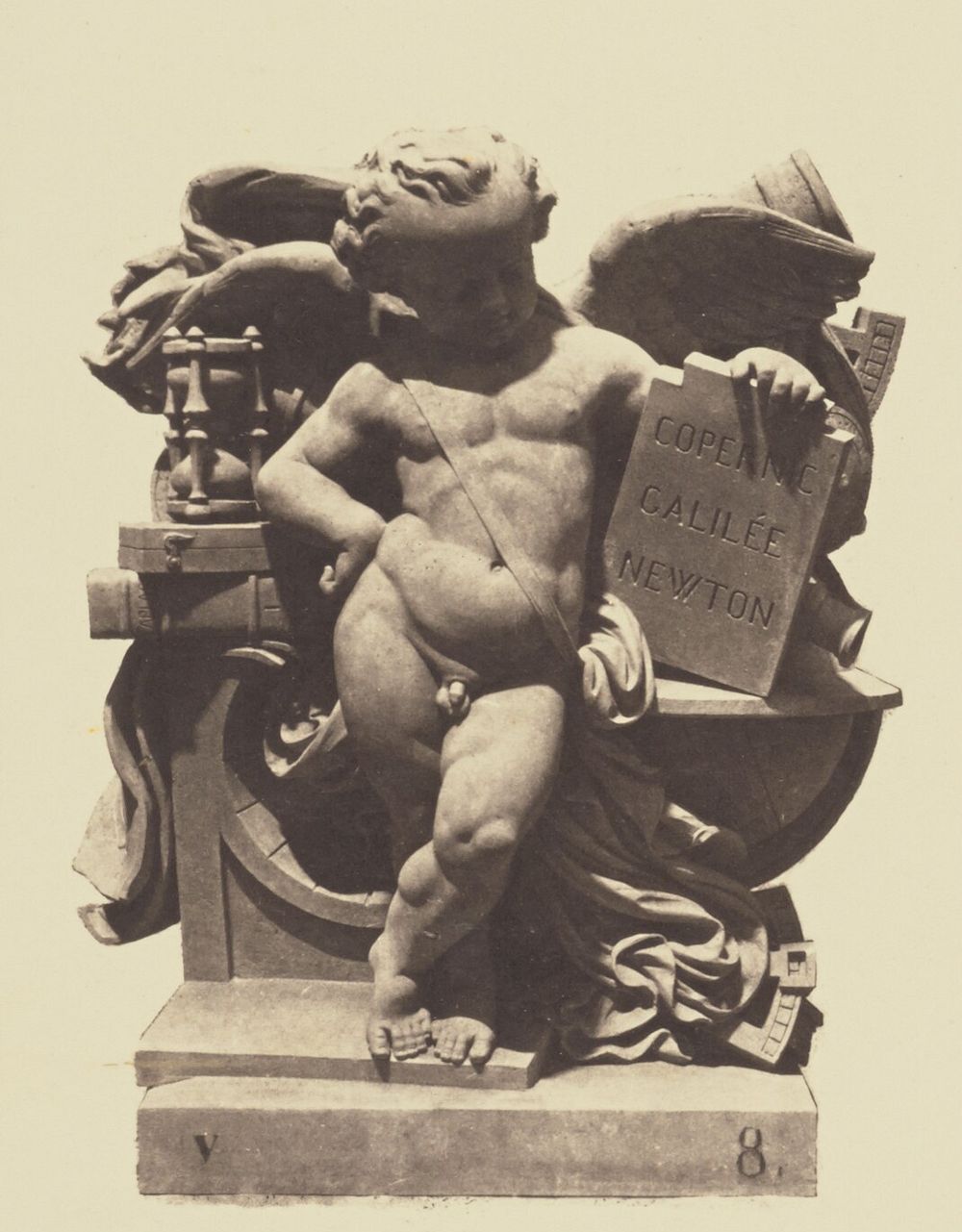 "L'Astronomie", Sculpture by Jean-François Soitoux, Decoration of the Louvre, Paris by Édouard Baldus