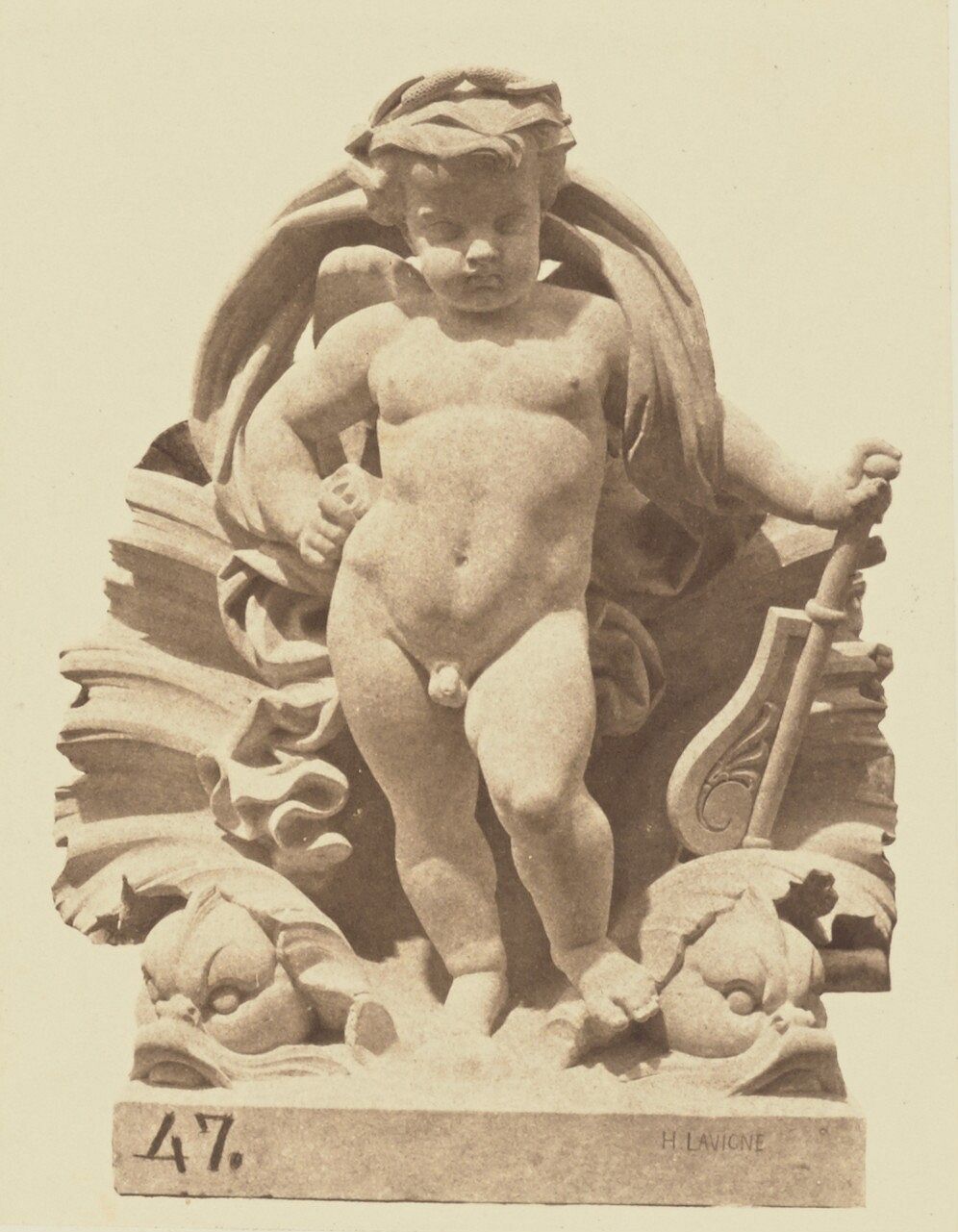 "L'Eau", Sculpture by Hubert Lavigne, Decoration of the Louvre, Paris by Édouard Baldus