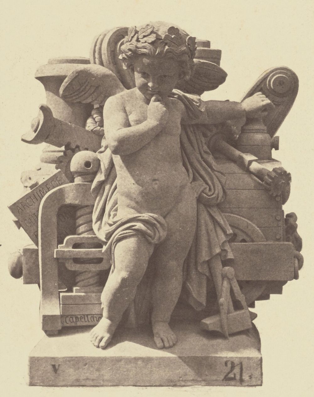 "La Mécanique", Sculpture by Charles Capellaro, Decoration of the Louvre, Paris by Édouard Baldus