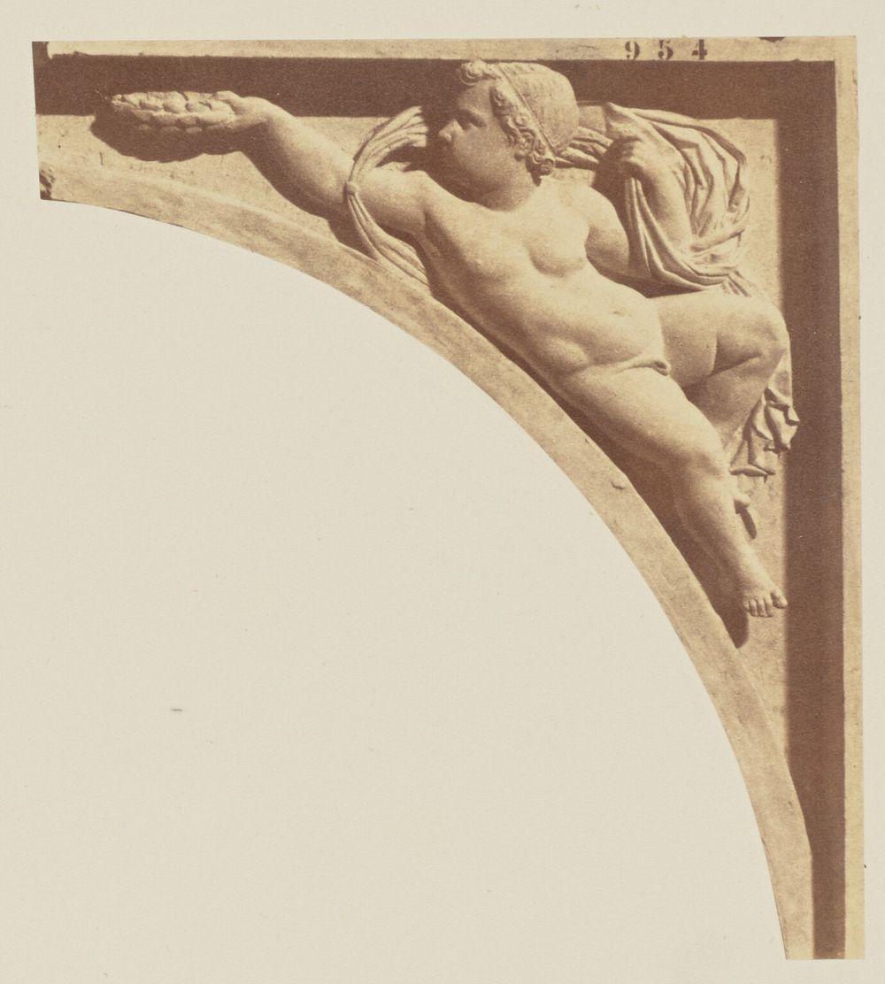 Tympanum of the Arch of the First Floor of the Pavillon Sully, Decoration of the Louvre, Paris by Édouard Baldus