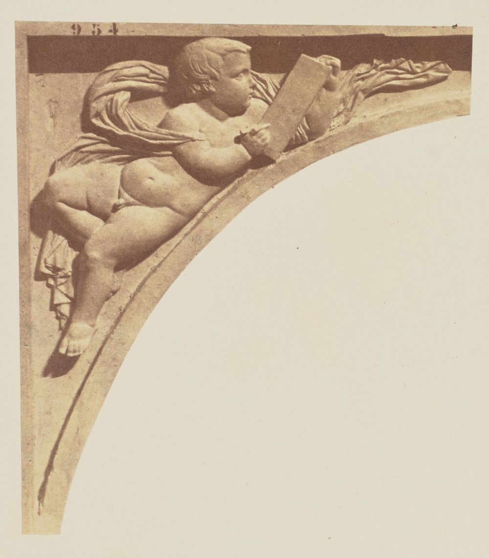 Tympanum of the Arch of the First Floor of the Pavillon Sully, Decoration of the Louvre, Paris by Édouard Baldus