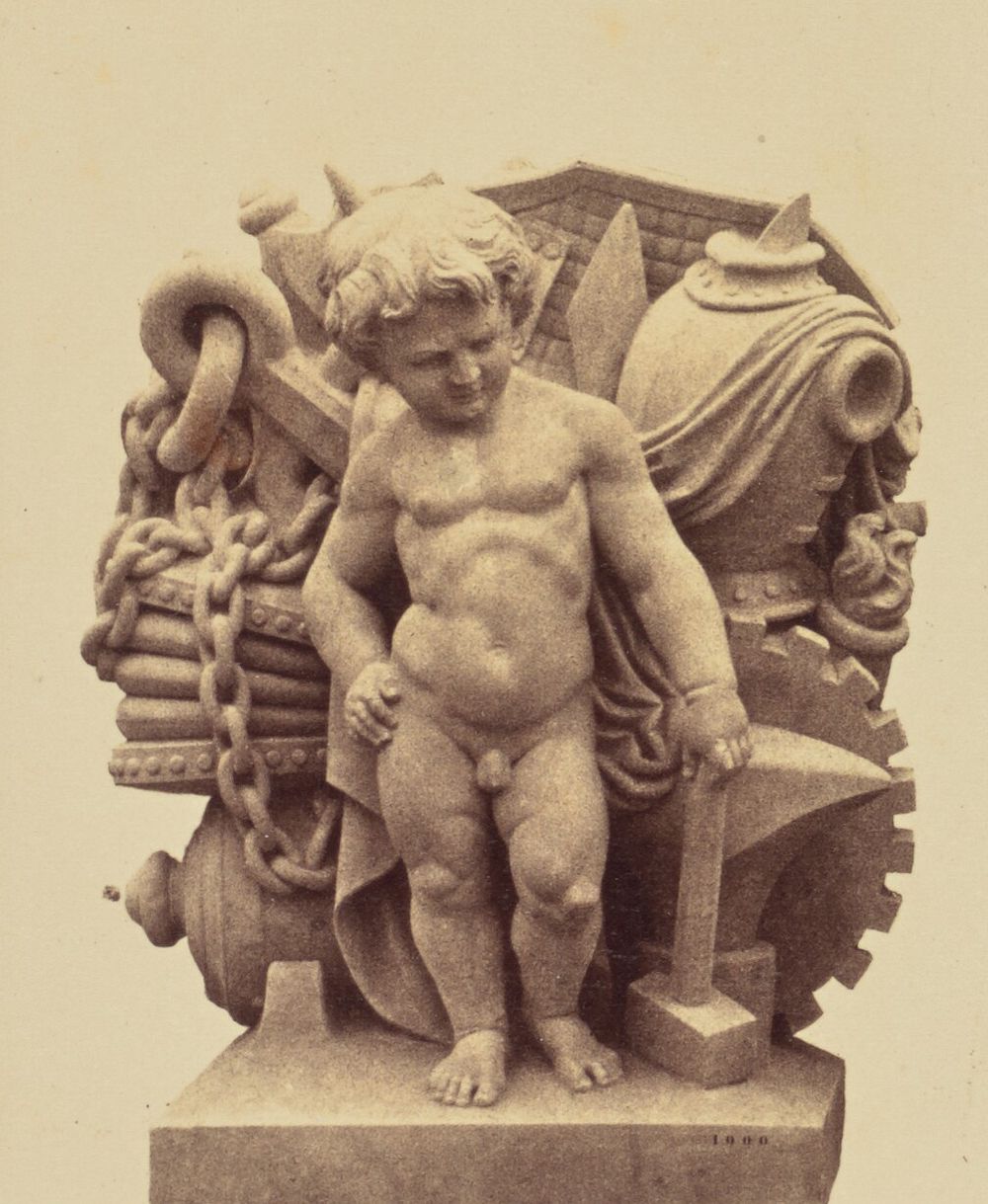 "La Force", Sculpture by Charles Auguste Lebourg, Decoration of the Louvre, Paris by Édouard Baldus