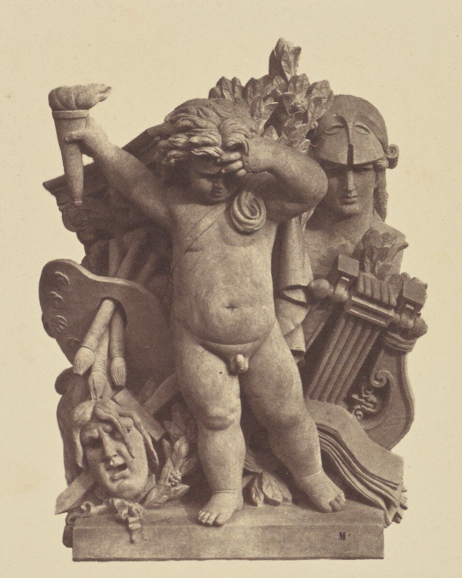 "Les Beaux-arts", Sculpture by Nicolas Guillemin, Decoration of the Louvre, Paris by Édouard Baldus