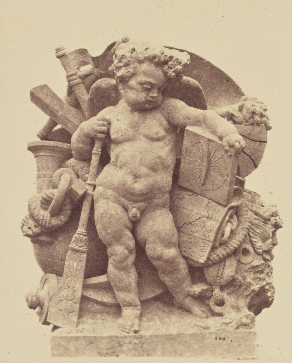 "La Marine", Sculpture by Georges Clère, Decoration of the Louvre, Paris by Édouard Baldus