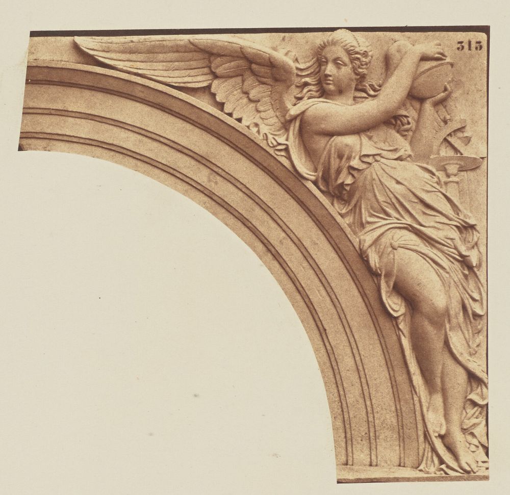 "L'Astronomie", Sculpture by Jean-Baptiste-Jules Klagmann, Decoration of the Louvre, Paris by Édouard Baldus