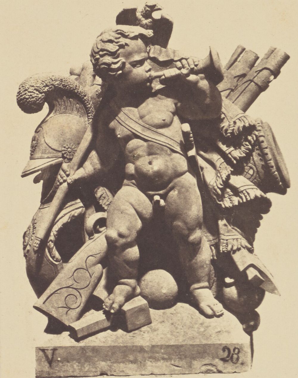 "Le Guerre", Sculpture by Democrito Gandolphi, Decoration of the Louvre, Paris by Édouard Baldus
