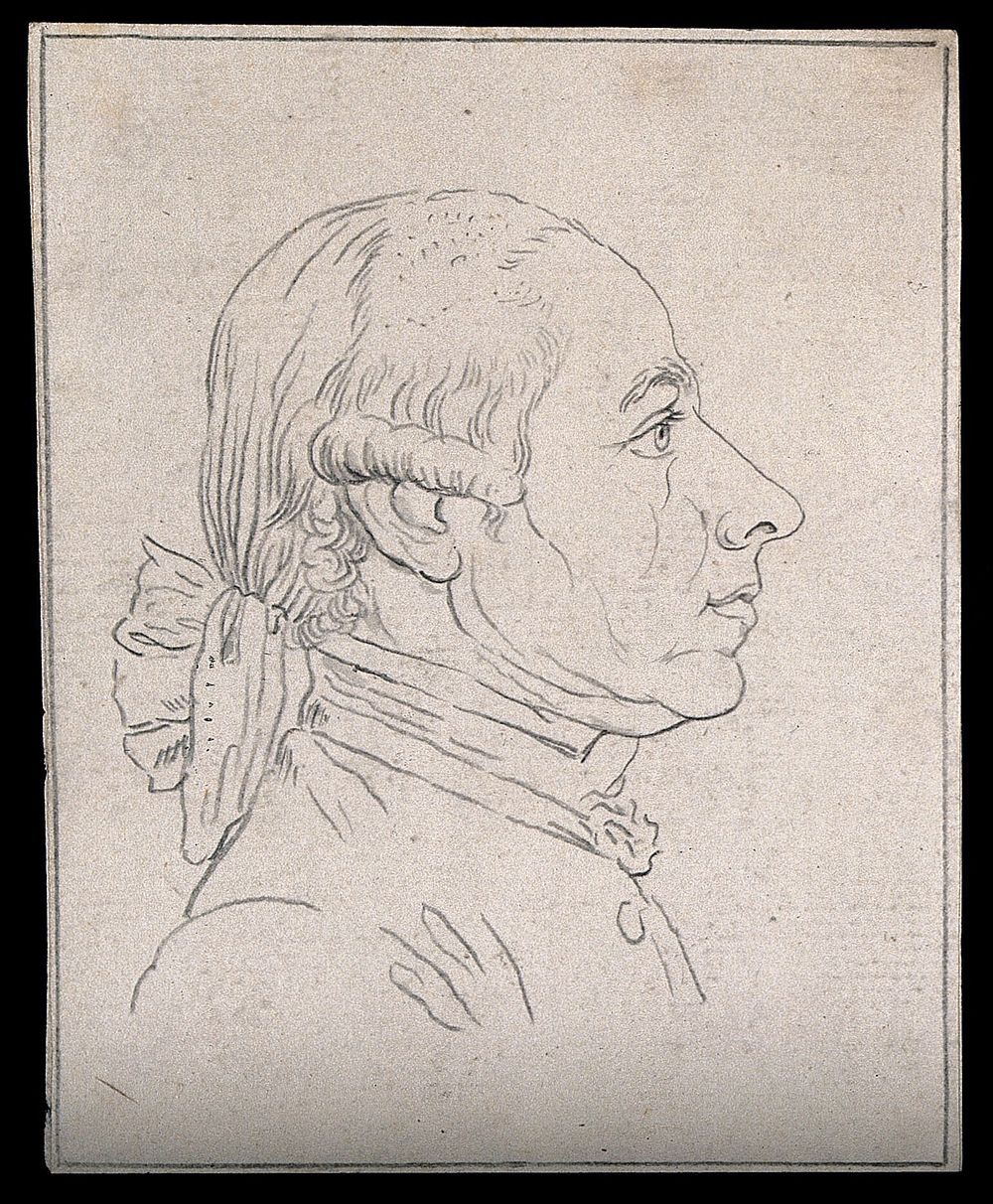 A man with a nose indicating reflectiveness (according to Lavater). Drawing, c. 1794.