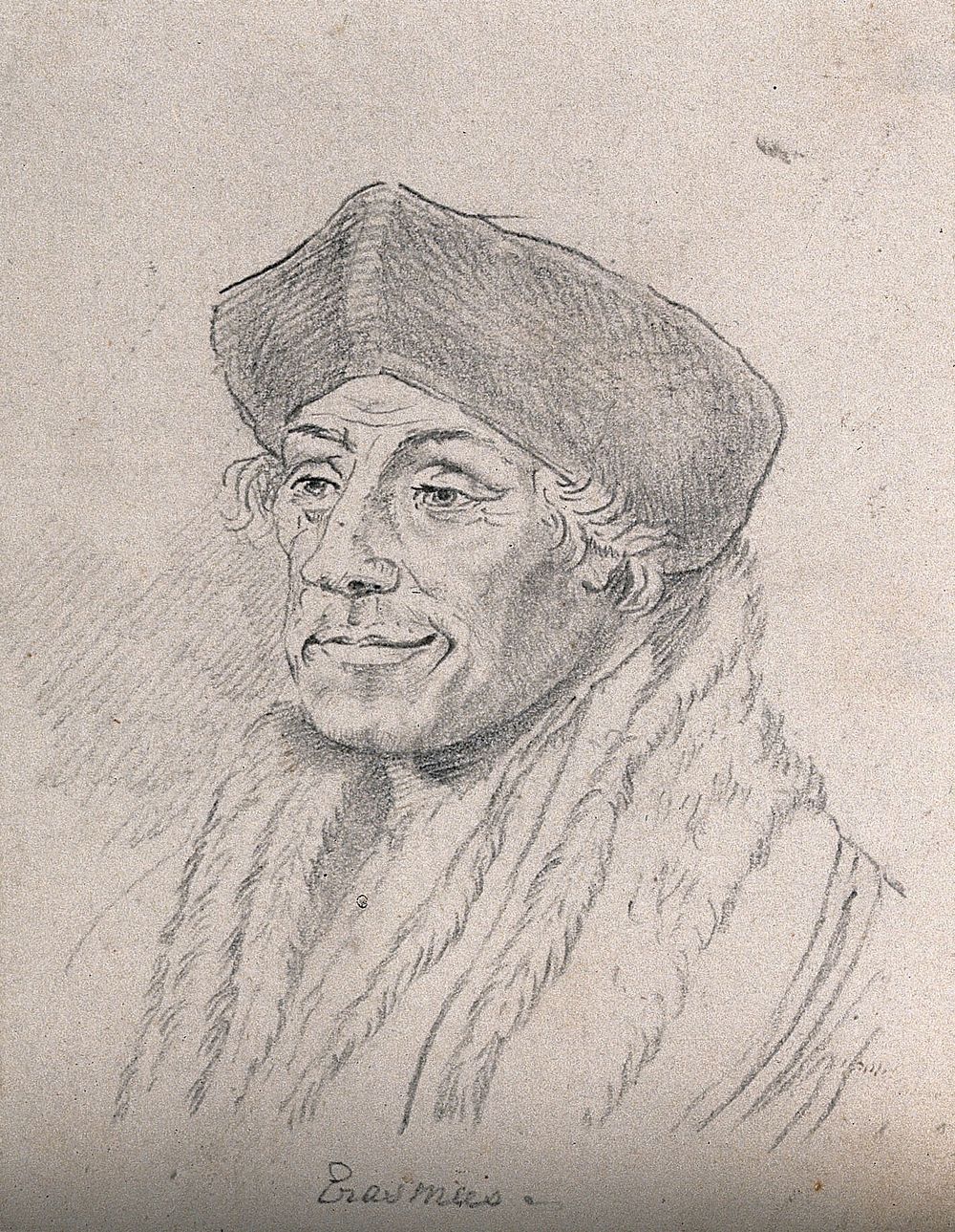 Desiderius Erasmus. Drawing, c. 1792, after H. Holbein.