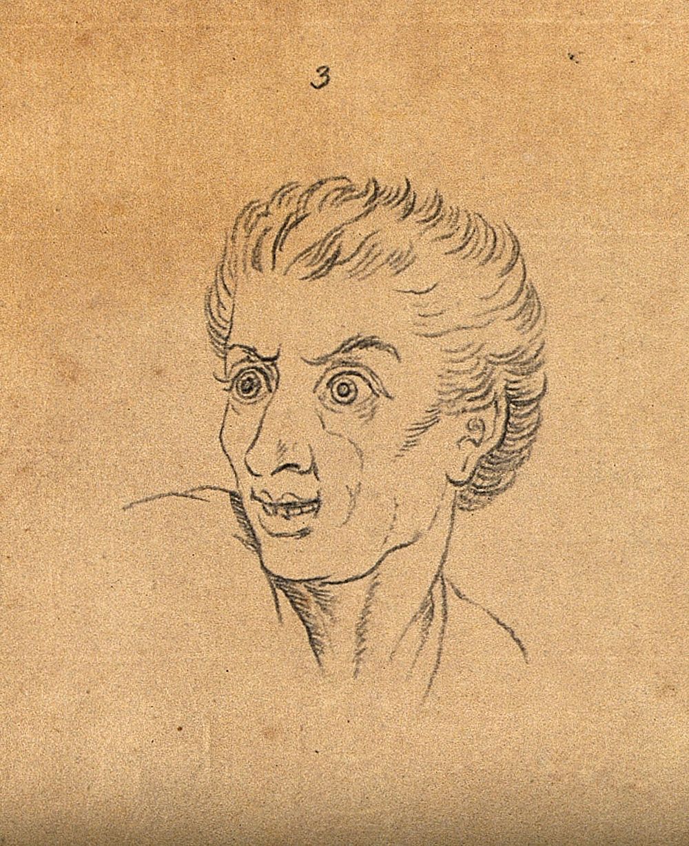 Six physiognomies. Drawing, c. 1789, after C. Le Brun.