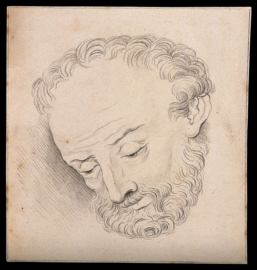 Head of Joseph, husband of the Virgin Mary. Drawing, c. 1791, after Raphael.