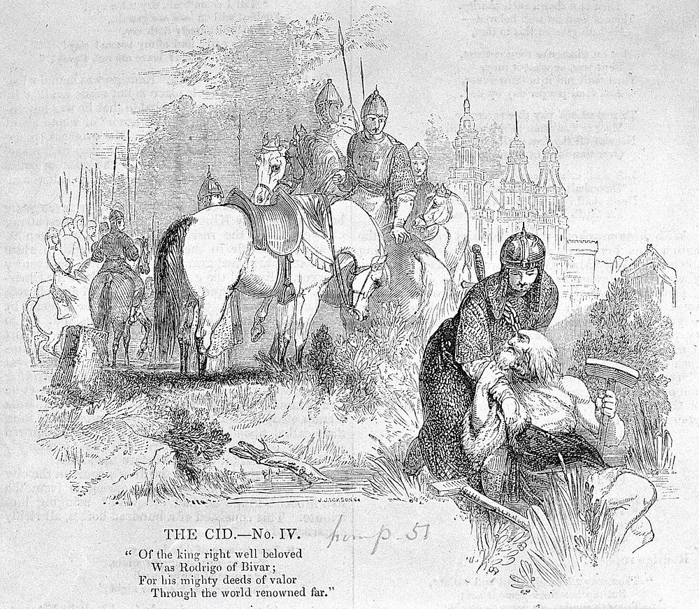 The Cid aiding a leper, 1841, Penny Magazine