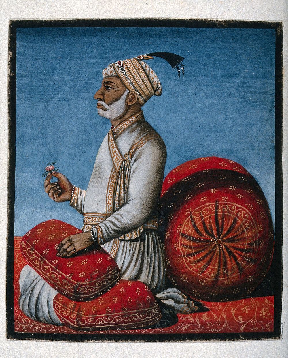 Rāja Jāyakī Rām. Gouache painting by an Indian artist.