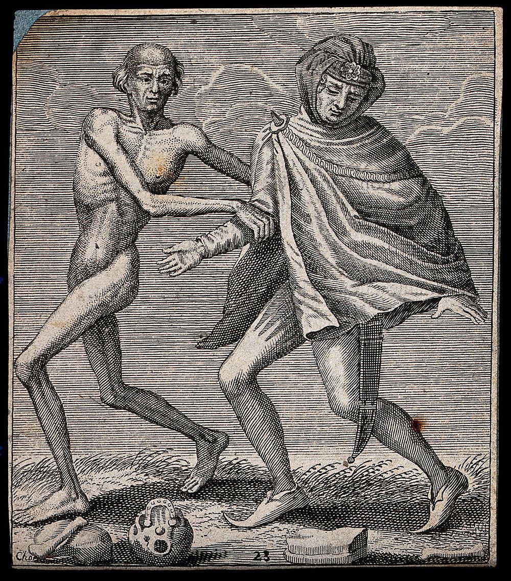 Dance of death: death and the count . Etching attributed to J.-A. Chovin, 1720-1776, after the Basel dance of death.