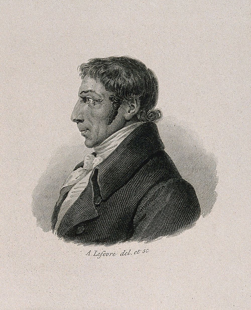 Albrecht Daniel Thaer. Line engraving by A. Lefèvre after himself.