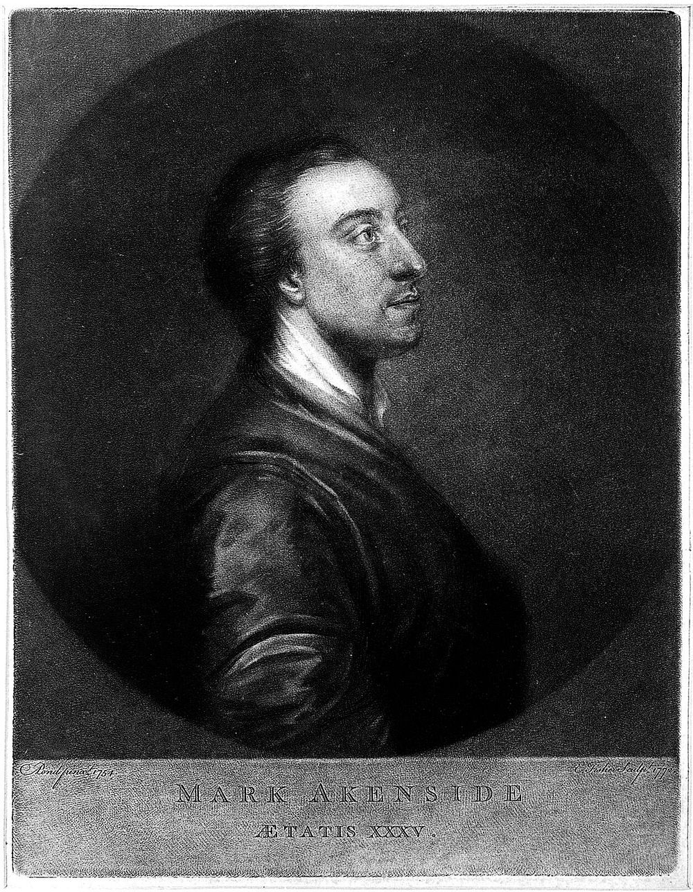 Mark Akenside. Mezzotint by E. Fisher, 1772, after A. Pond, 1754.
