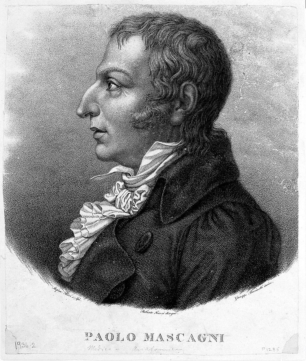 Paolo Mascagni. Stipple engraving by G. Buccinelli after R. Focosi after S. Ricci.