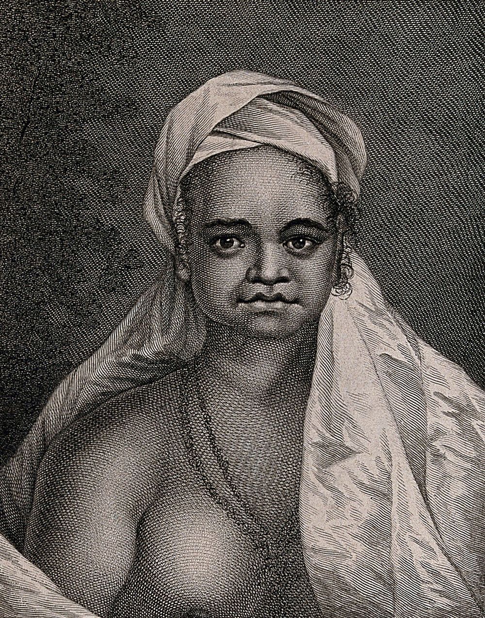 A woman from the island of Tahuata, Polynesia, encountered by Captain Cook on his second voyage. Engraving by J. Hall, 1777…