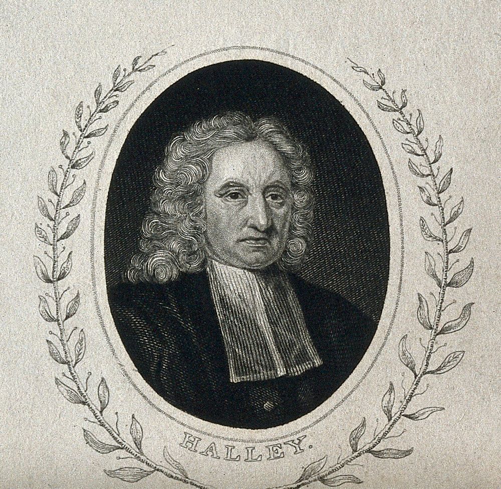 Edmund Halley. Line engraving after M. Dahl.