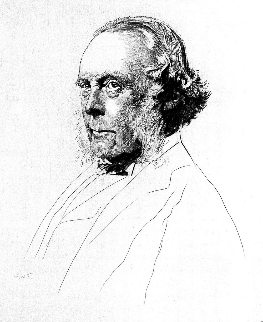 Joseph Lister, 1st Baron Lister. Etching by A. W. Turnbull after R. A. Bickersteth.
