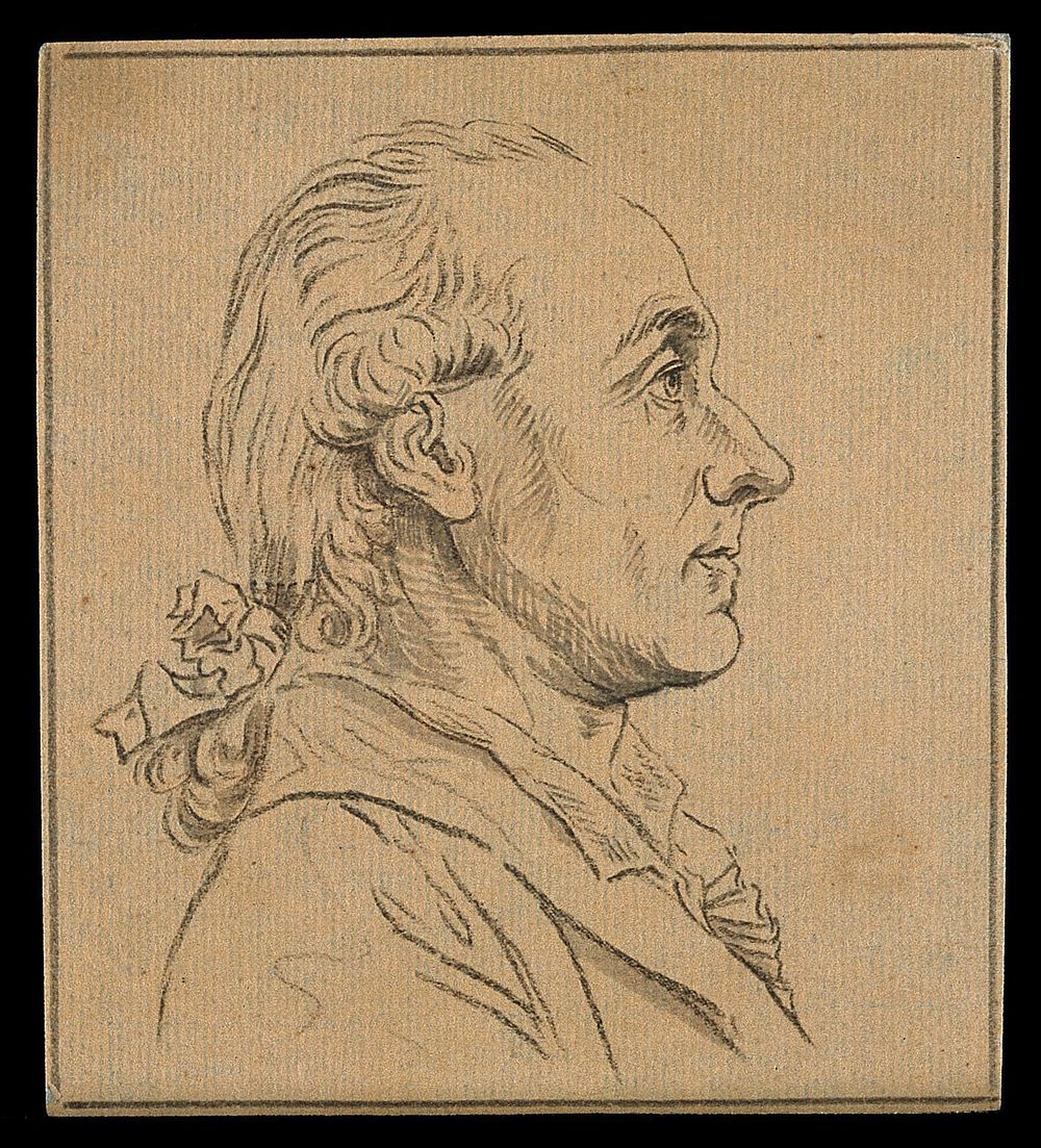 A man whose physiognomy expresses penetration, quickness, and a talent for communication. Drawing, c. 1789.